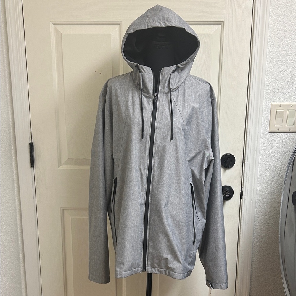 Marc Anthony Luxury Windbreaker Hooded Jacket, Size XL, Gray and Black,